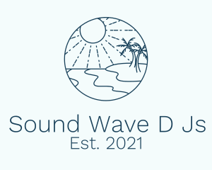 Beach Sun Line Art logo design