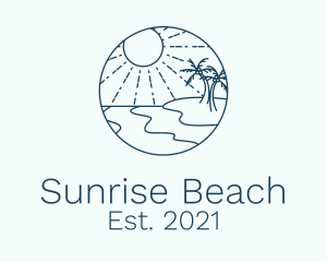 Beach Sun Line Art logo design