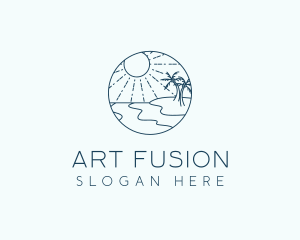 Beach Sun Line Art logo