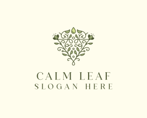 Leaf Vine Droplet logo design