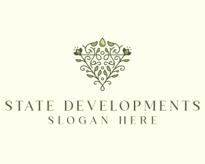 Leaf Vine Droplet logo design