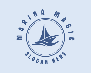 Sailboat Sea Waves  logo design