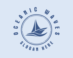 Sailboat Sea Waves  logo design