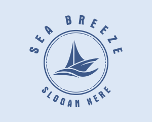 Sailboat Sea Waves  logo design