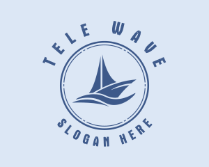 Sailboat Sea Waves  logo design