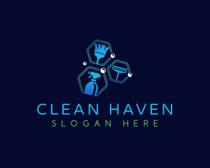 Cleaning Sanitary Janitor logo design