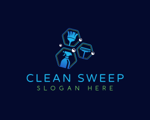 Cleaning Sanitary Janitor logo design