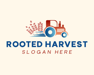 Tractor Wheat Farming logo design