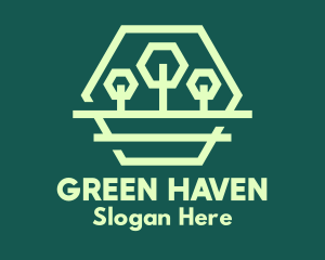 Green Forest Trees Hexagon logo