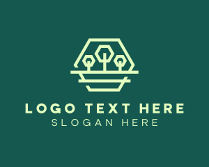 Green Forest Trees Hexagon logo