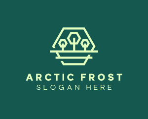 Green Forest Trees Hexagon logo design