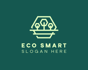 Green Forest Trees Hexagon logo