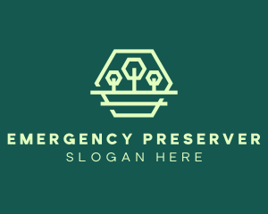 Green Forest Trees Hexagon logo design