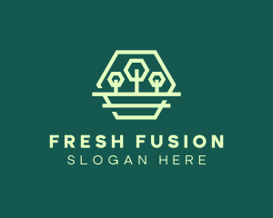 Green Forest Trees Hexagon logo design