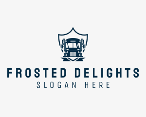 Delivery Truck Logistics Crest logo design