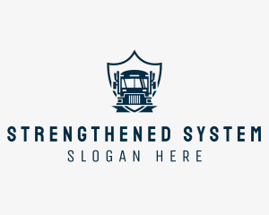 Delivery Truck Logistics Crest logo design