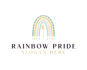 Boho Rainbow Moon logo design