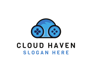 Digital Cloud Arcade Game logo design