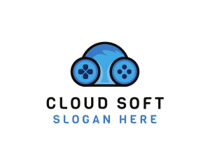 Digital Cloud Arcade Game logo design