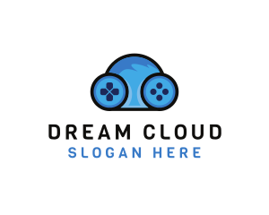 Digital Cloud Arcade Game logo design