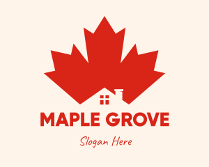 Red Maple Leaf House logo design