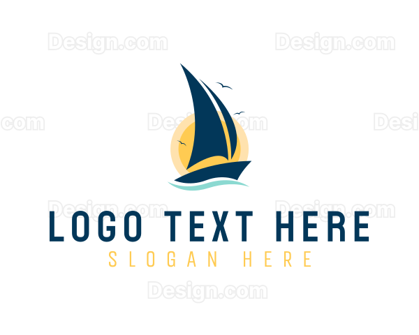 Summer Boat Sailing Logo