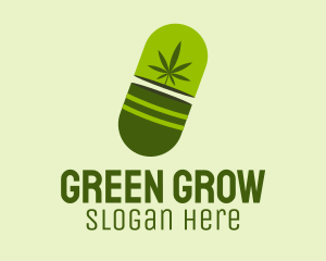 Green Weed Pill logo design