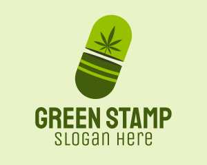 Green Weed Pill logo design