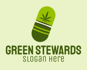 Green Weed Pill logo design