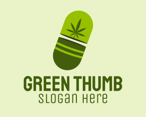 Green Weed Pill logo design