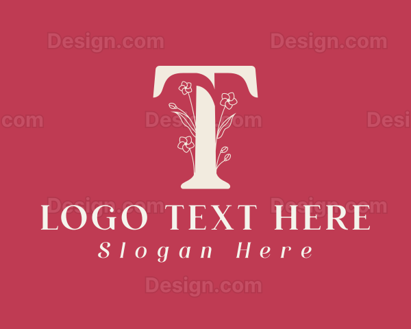 Garden Floral Letter T Logo