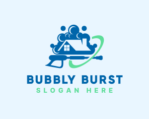 House Bubble Pressure Washer logo design