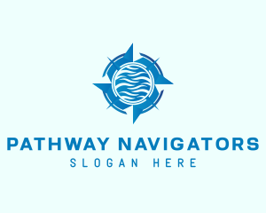 Compass Wave Navigation logo design