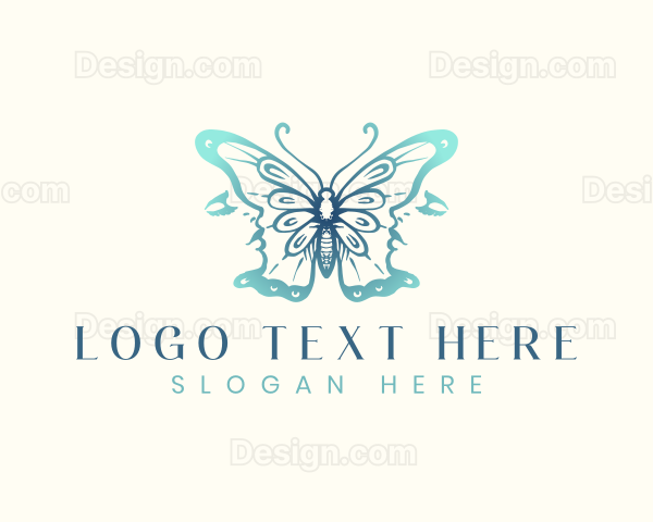 Women Face Butterfly Logo