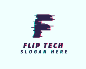 Tech Anaglyph Letter F logo design