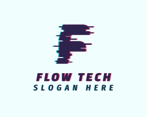 Tech Anaglyph Letter F logo design