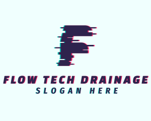 Tech Anaglyph Letter F logo design