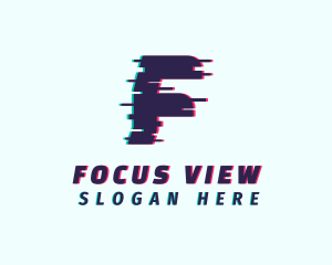 Tech Anaglyph Letter F logo design