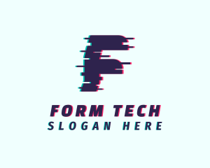 Tech Anaglyph Letter F logo design