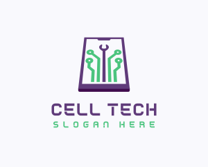 Smartphone Tech Circuit logo design