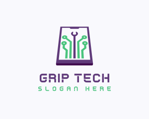 Smartphone Tech Circuit logo design