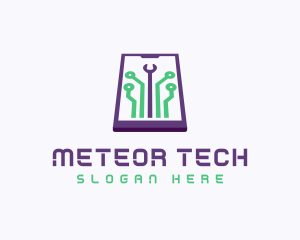 Smartphone Tech Circuit logo design