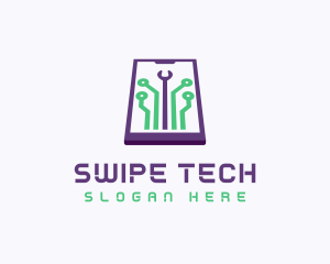 Smartphone Tech Circuit logo design