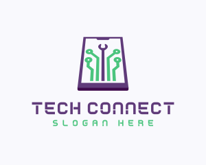 Smartphone Tech Circuit logo design