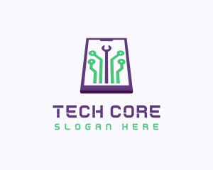 Smartphone Tech Circuit logo design