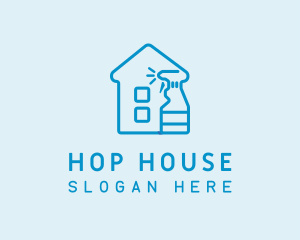 House Spray Bottle Cleaner logo design