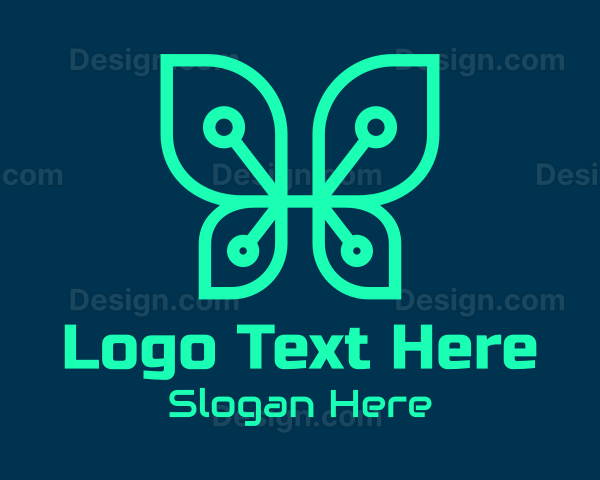 Green Tech Butterfly Logo