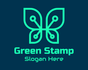 Green Tech Butterfly  logo design