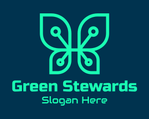 Green Tech Butterfly  logo design