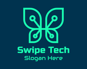 Green Tech Butterfly  logo design